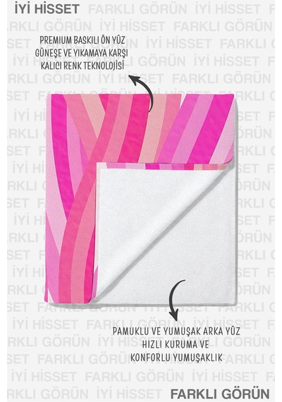 Zebra Desenli Pembe Çizgili Plaj Havlusu - Modern Resort Stil Hızlı Kuruyan Mikrofiber Havlu Çok Renkli