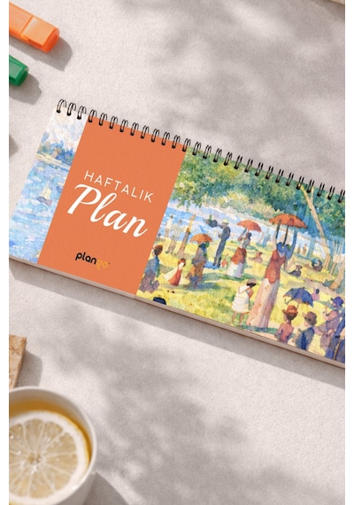 Tarihsiz Spiralli Haftalık Masaüstü Planlayıcı - Bir Pazar Günü - 10x30 Cm Plango Turkuaz
