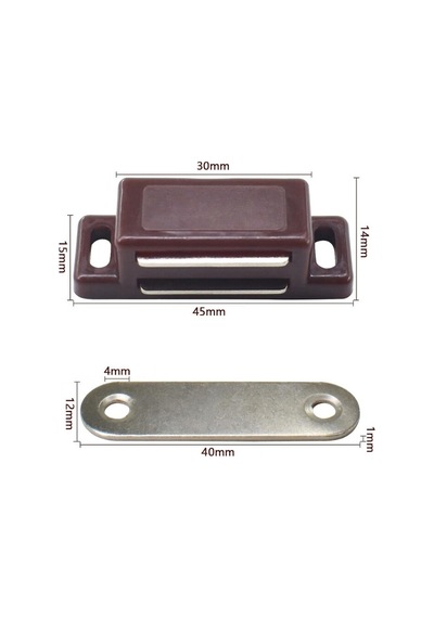 Mıknatıslı Plastik Mobilya Kapak Kilidi 31x15x14mm - Kahverengi