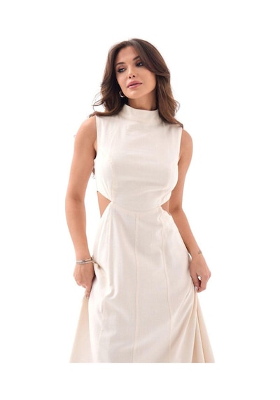 Fashion Cocktail Minik Boyun Detay Pencereli Bel Kolsuz Dizaltı Midi Sahil Yazlık Viskon Elbise Bej Fashion Cocktail Minik Boyun Detay Pencereli Bel Kolsuz Dizaltı Midi Sahil Yazlık Viskon Elbise Bej