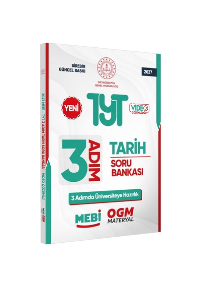 2027 TYT Mebi-ogm 3 Adım Tarih Soru Bankası Renkli A4 Boyut Video Çözüm Baskı Ücreti
