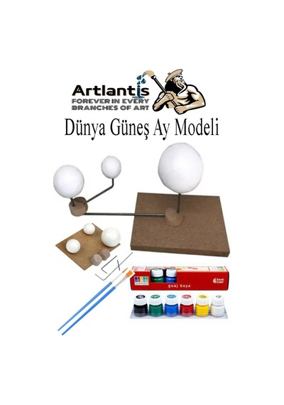 Güneş Dünya Ay Modeli 1 Paket 6 Renk Guaj Boya Fırça Gezegen Maketi Deney Seti Güneş Sistemi Modeli Okul Ders Deney Seti Kendin Yap
