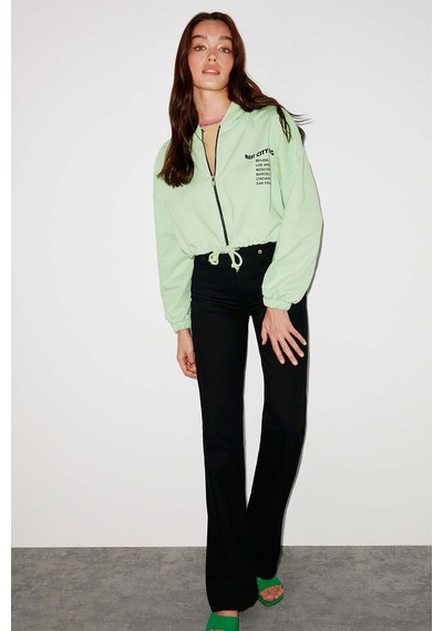 Ethıquet Sılk Crop Yeşil Sweatshirt