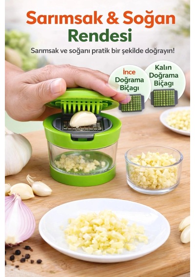 İki Bıçaklı Hazneli Sarımsak Doğrayıcı Kolay Temizlenen Pratik Mutfak Yardımcısı