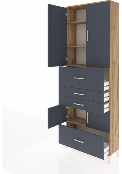 Arges Dolap 4 Raflı 4 Çekmeceli 4 Kapaklı 88x30x243 Çam-antrasit Çam Arges Dolap 4 Raflı 4 Çekmeceli 4 Kapaklı 88x30x243 Çam-antrasit Çam