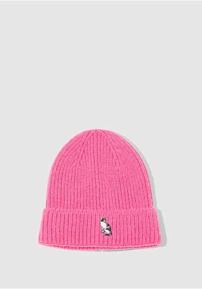 Mavi - Kedi Nakışlı Pembe Bere 1913941-28396 Pembe