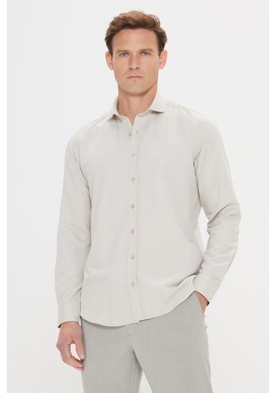 AC&Co / Altınyıldız Classics ERKEK BEJ Kolay Ütülenebilir Slim Fit Dar Kesim İtalyan Yaka Armürlü Gömlek Bej AC&Co / Altınyıldız Classics ERKEK BEJ Kolay Ütülenebilir Slim Fit Dar Kesim İtalyan Yaka Armürlü Gömlek Bej