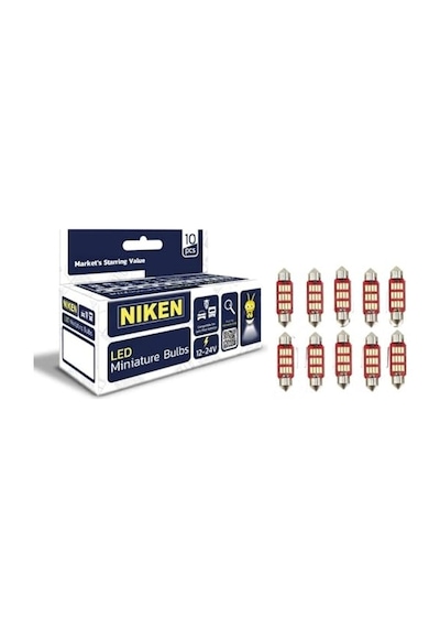 Nıken 41mm Sofit Led Minyatür Ampul,12-24v, Plaka Ve Tavan Aydınlatması İçin, 10 Adet