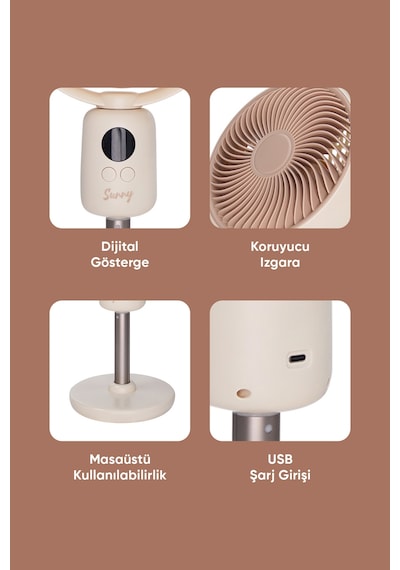 Fressi Jaf18 Taşınabilir Masaüstü Bej Usb Fan