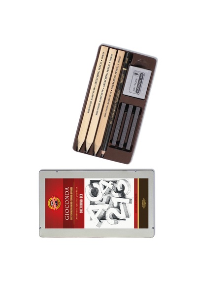 Gioconda Sketching Set Yassı Uçlu Çizim Seti Metal Kutu