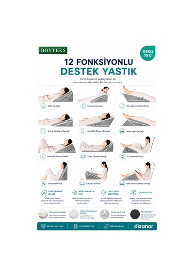 12 Fonksiyonlu Ortopedik Yastık Bacaklar, Sırt Ve Diz Desteği,,horlama,dinlenme, Beyaz