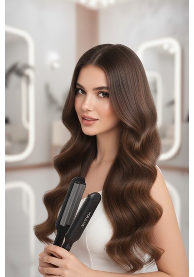 Volemı V-0114 Profesyonel Saç Maşası Color Care, 5x Renk Koruma, Keratin Yağlı Seramik Kaplama Dijital Isı Ayarlı Maşa