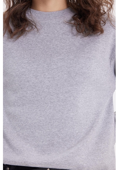 Tudors Kadın Oversize Geniş Kesim Pamuklu Bisiklet Yaka Gri Sweatshirt-39925 Gri