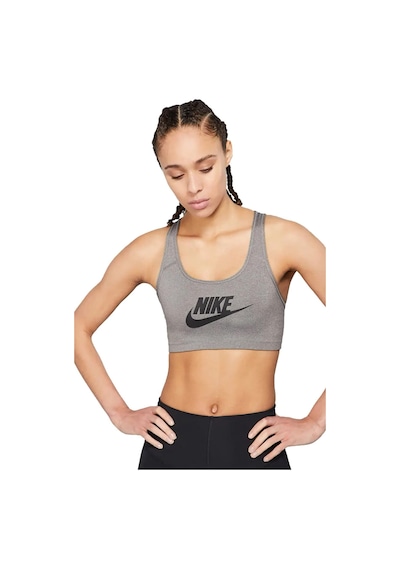 Nike Training Futura Swoosh Medium Support Sports Bra Kadın Spor Büstiyer Bra Gri Gri