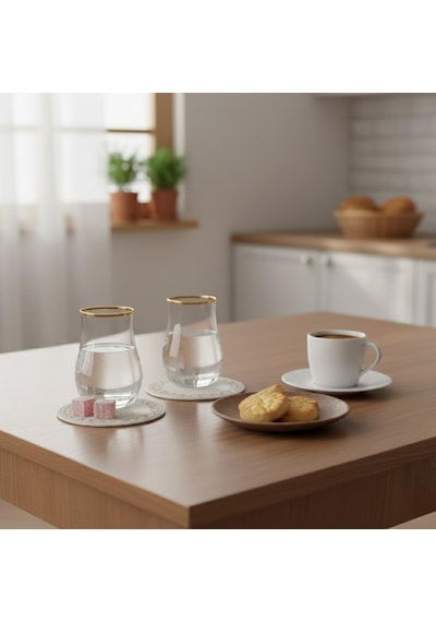 Lüks Kahve Yanı Su Bardağı - 6'lı Set - Kristal Kesim Cam Likör Bardağı - Ayaklı Şık Sunum Bardağı - Kahve Yanı İkramlığı 60 Ml Çok Renkli