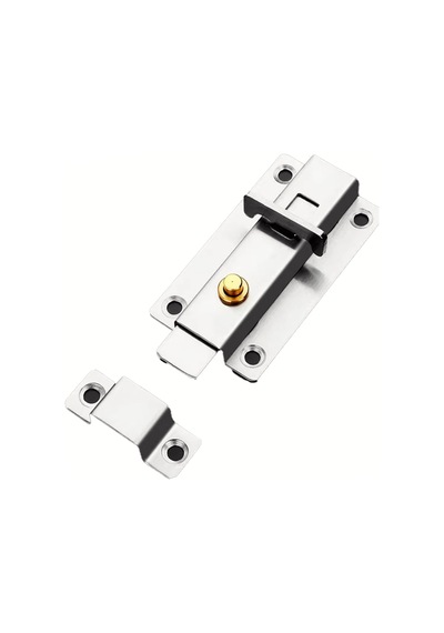 Açma Kapama Butonlu Paslanmaz Çelik Sürgülü Kapı Pencere Kilit - Emniyet Kilidi 95 X 43 X 20 Mm