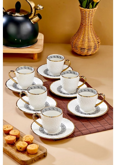 Cooker Aristona 6 Kişilik 180 Ml Porselen Duble Çay Ve Kahve Fincan Takımı Ckr3809 Altın