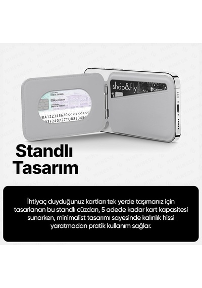 Apple iPhone İçin Magsafe İle Uyumlu 2 Si 1 Arada Cüzdan Ve Stand Manyetik Kartlık Yenilenmiş V2 Güçlü Mıktanıs İle Süper Yapışma Ve Sağlam Tutuş Açık Gri, Stand