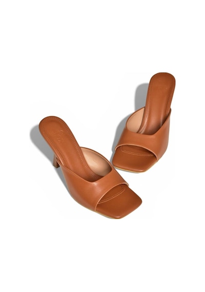 Fox Shoes S590033109 Taba İnce Topuklu Kadın Terlik Taba