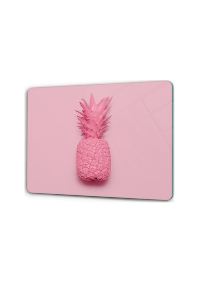 Pembe Ananas Cam Kesme Tahtası / Tablası | 30 CM X 40 CM
