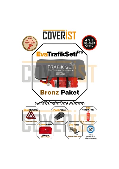 Eva Trafik Seti Plus - 1 Kg Yangın Tüpü - 4 Yıllık - Gri - Bronz Paket