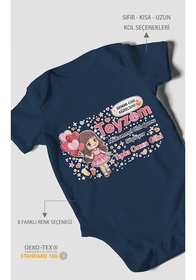 Morivokids Teyzeye Özel Kısa Kollu Bebek Body %100 Pamuk Zbn89-kk Lacivert