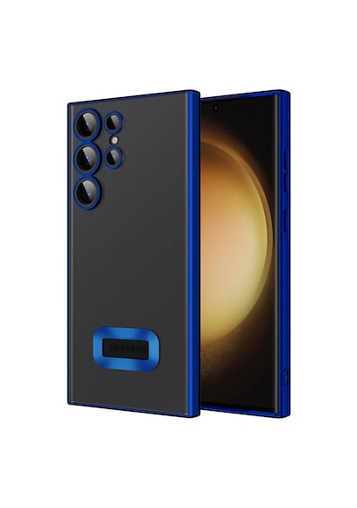 Zore Galaxy Uyumlu S23 Ultra Kılıf Kamera Korumalı Logo Gösteren Omega Kapak - Lacivert Lacivert