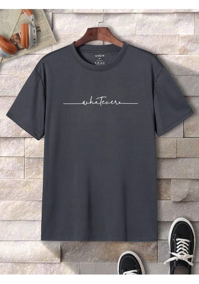 Flood Of Style Erkek Füme Whatever Baskılı Oversize Gri