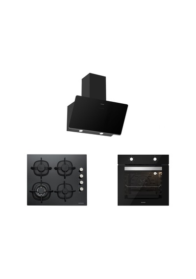 Silverline BO6501B01 - CS5429B01 - 3457 Soho 60 Siyah Cam Ankastre Set
