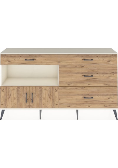 Arges Konsol Tek Raflı 4 Çekmeceli 2 Kapaklı 176x30x99 Aytaşı-çam Aytaşı-çam
