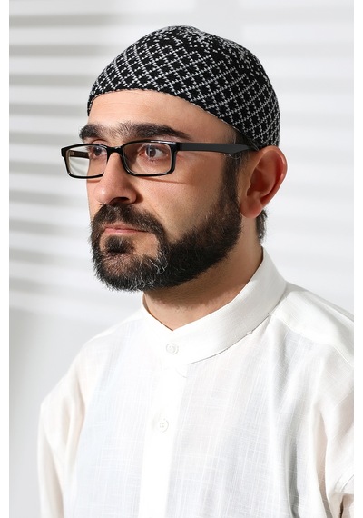 Kışlık Karyağdı Desenli Orlon Takke Siyah-gri Siyah - Gri