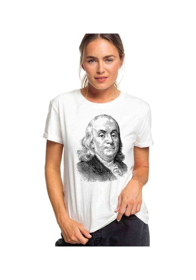 Benjamin Baskılı Beyaz Kadın Tshirt (534305603)