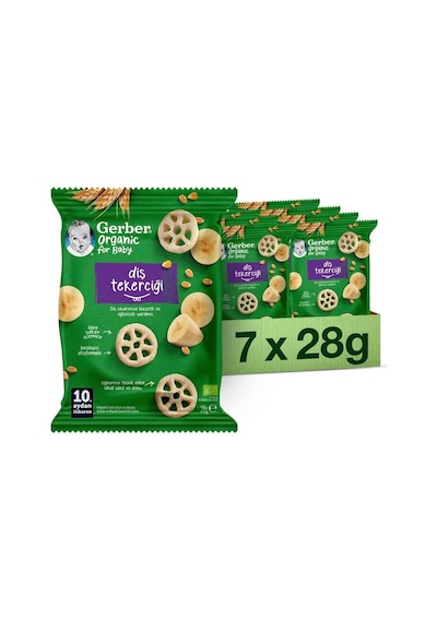 Organic Diş Tekerciği Tahıl Bazlı Ve Muzlu Bebek Ve Küçük Çocuk Ek Gıdası 7 X 28g