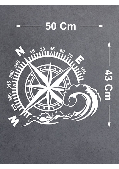 Pusula Ve Dalga Sticker - 4x4 Off Road Adventure Kamp Sticker - Araba Oto Karavan Motosiklet Sticker - 00067 50x43 Cm