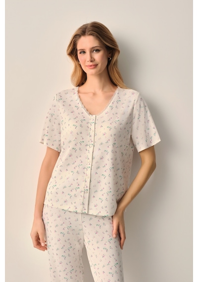 Suwen Hera Gömlek Yaka Pijama Takımı Sh26614660b338 Ekru