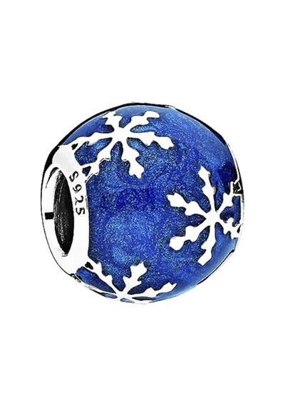 Nur Silver Mavi Taşlı Kar Taneli Gümüş Charm Nur-bl12475