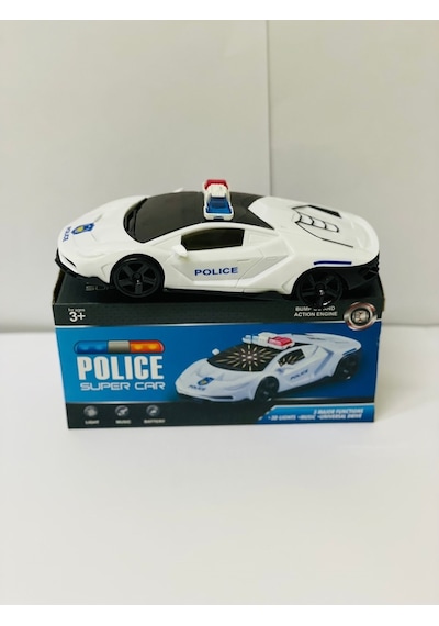 Oyuncak Polis Arabası Sesli Işıklı Hareketli Pilli Çarp Dön Araba