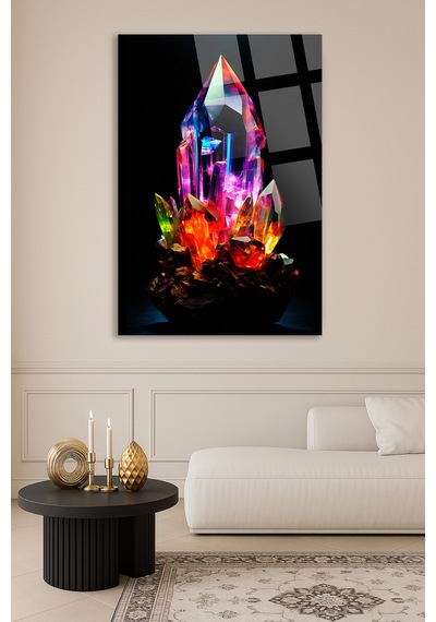 Neon Kristal Gökkuşağı Quartz Enerji Taşı Cam Tablo Modern Duvar Dekoru Canlı Renkli Baskı Ofis Ve Çalışma Odası Yeni Ev Hediyesi