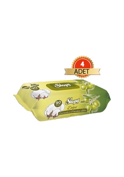 Sleepy Kapaklı Zeytinyağlı Islak Havlu 90'Lı 4'Lü Paket