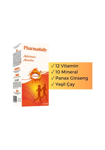 Pharmadaily Ginseng Içerikli Multivitamin Enerji 30 Tablet