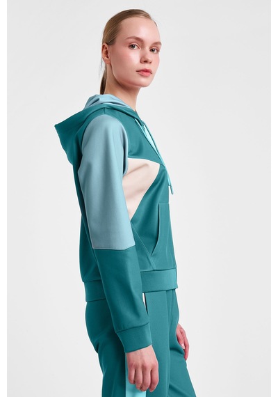 Lescon Kadın Fermuarlı Kapüşonlu Sweatshirt 25n-2131 Yeşil