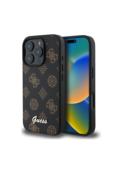 Apple Uyumlu iPhone 16 Pro Max Kılıf Guess Lisanslı Magsafe Şarj Özellikli Yazı Logolu Peony Siyah