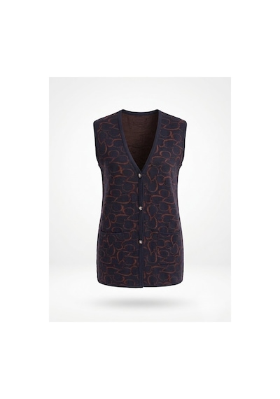 Onno Style Women Kalp Desenli Düğmeli Klasik Çelik Örgü Triko Yelek Bordo - Lacivert Onno Style Women Kalp Desenli Düğmeli Klasik Çelik Örgü Triko Yelek Bordo - Lacivert
