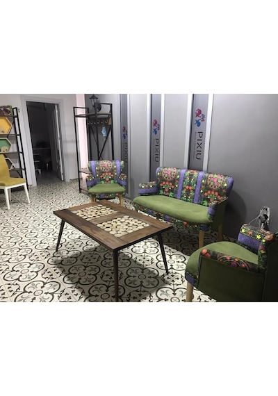 Azra Mobilya Çay Seti Koltuk Takımı -balkon Koltuğu -berjer-koltuk-oturma Grubu-bahçe Koltuğu Yeşil