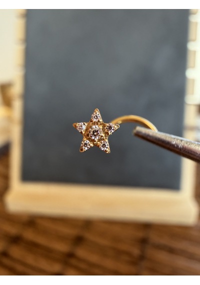 Yüksek Kalite G23 Titanium Yıldız Zirkon 6x0.8mm Altın Titanyum Hızma Piercing