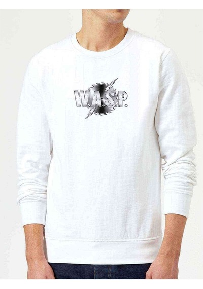 Wasp Logo Baskılı Beyaz Erkek Örme Sweatshirt