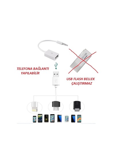 Erkek Aux 3.5 Mm. To Dişi Usb Stereo Ses Mp3 Telefon Çevirici