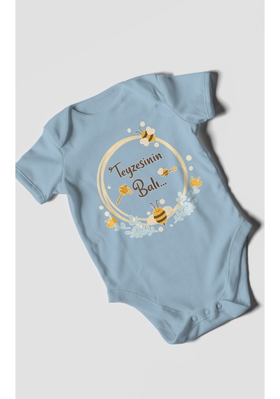Morivokids Teyzesinin Balı Kısa Kollu Bebek Body %100 Pamuk Zbn93-kk Bebe Mavisi