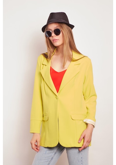 Yakalı Kolu Katlamalı Cep Kapaklı Salaş Boyfriend Oversize Hafif Likralı Kumaş Blazer Ceket-neon Sarı Neon Sarı Yakalı Kolu Katlamalı Cep Kapaklı Salaş Boyfriend Oversize Hafif Likralı Kumaş Blazer Ceket-neon Sarı Neon Sarı