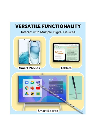 Dokunmatik Tablet Telefon Akıllı Tahta 71,5 Cm Uzayan Teleskopik Çubuk Dokunmatik Uç Sunum Vb Çubuğu Siyah
